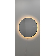 Зеркало круглой  формы в черной металлической раме різних діаметрів. Р2021 с подсветкой по периметру