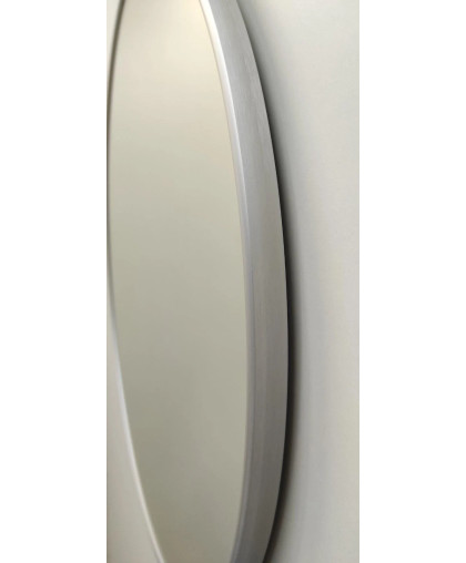 Зеркало круглой  формы в  раме алюминиевого цвета из металла, различных диаметров,  Р2-004