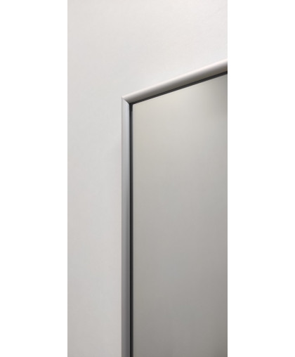 Зеркало прямоугольной формы в  металлической раме цвета матовый алюминий, Р2004.