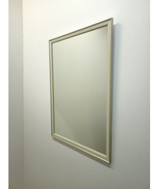 Зеркало прямоугольной формы разных размеров в  декоративной пластиковой раме серого цвета, з тканою фактурой, с серебряной каймой , 2712 А-258-К